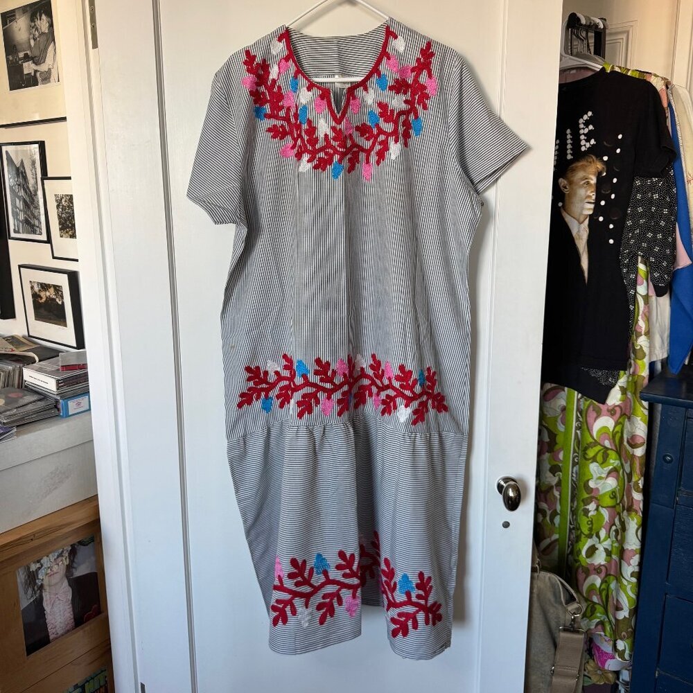 Striped Embroidered Sun Dress